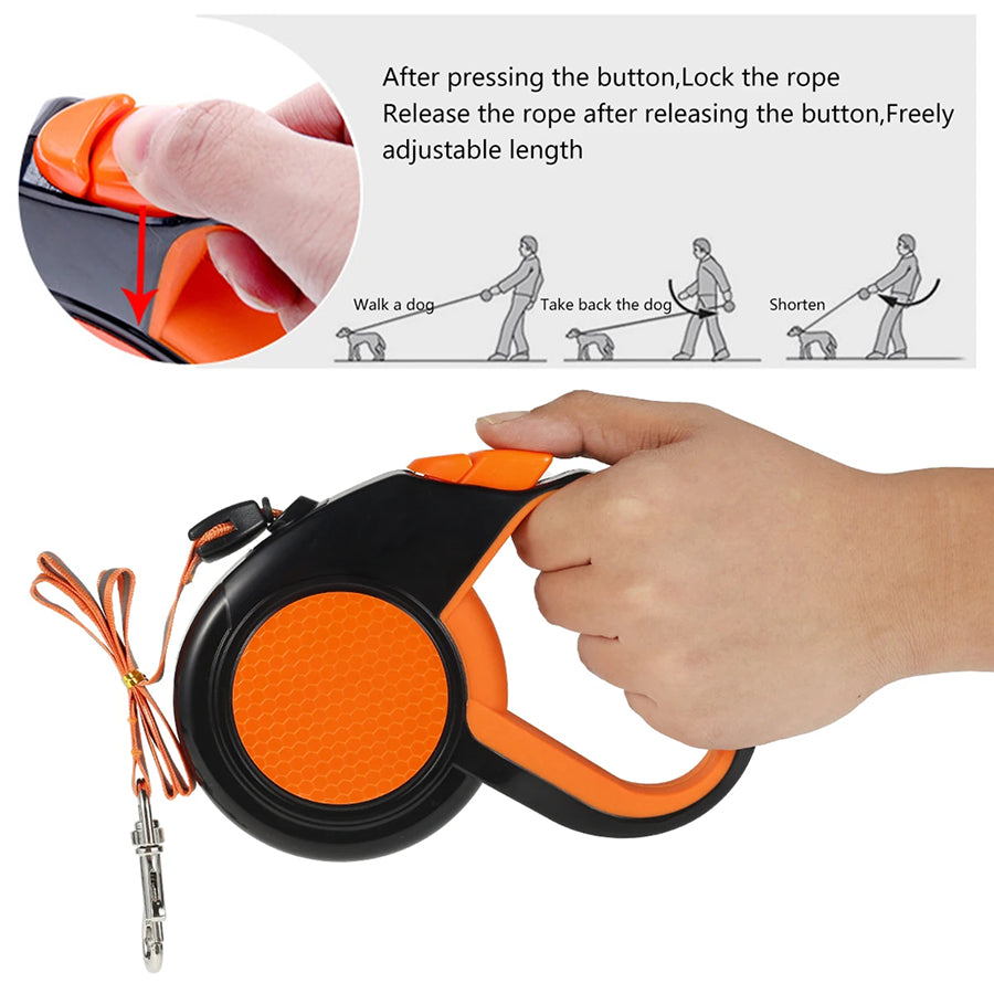 TanisPup 8-Meter Retractable Dog Leash – Reflective Tape, One-Button Lock & 30kg Heavy-Duty Capacity