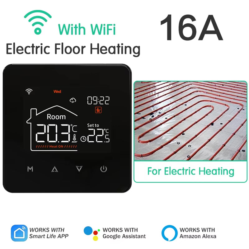 ThemitVi Smart WiFi Thermostat – 0.1°C Precision, 2.5D Glass Touch Panel & Alexa/Google Home Control
