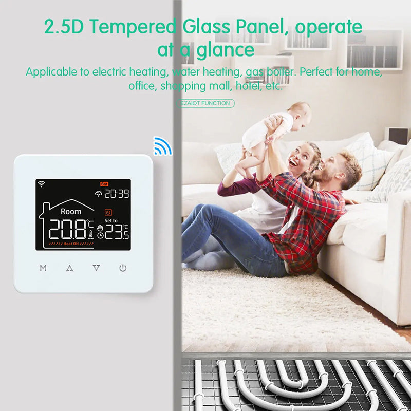 ThemitVi Smart WiFi Thermostat – 0.1°C Precision, 2.5D Glass Touch Panel & Alexa/Google Home Control