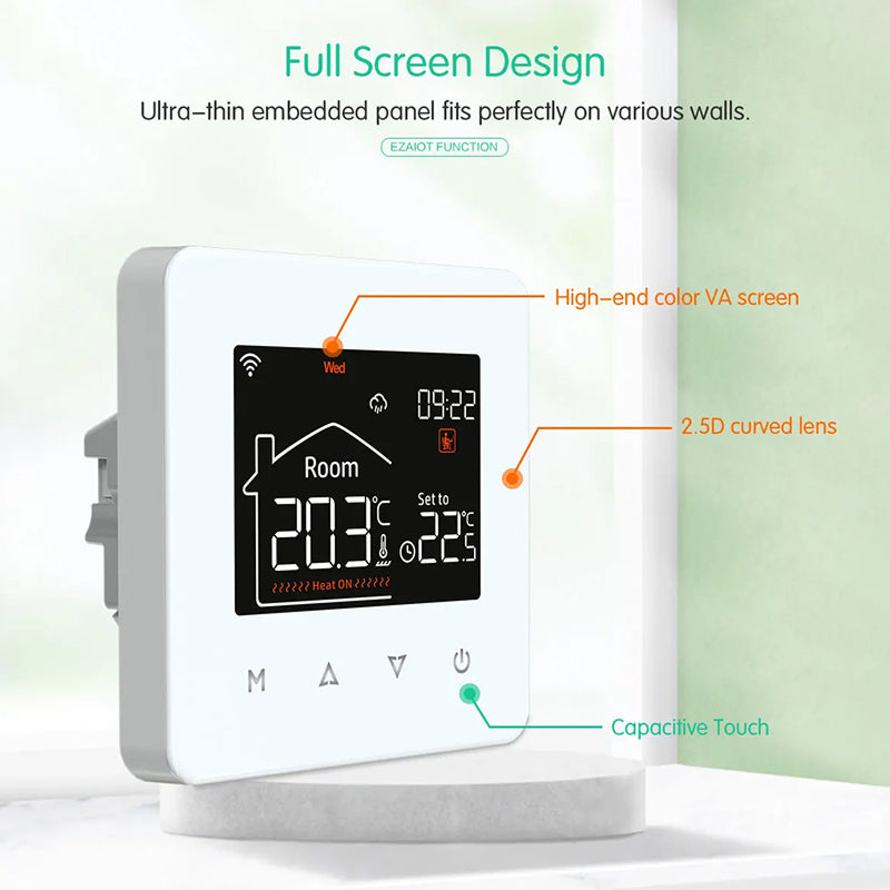 ThemitVi Smart WiFi Thermostat – 0.1°C Precision, 2.5D Glass Touch Panel & Alexa/Google Home Control