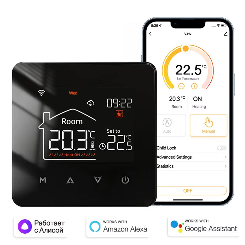 ThemitVi Smart WiFi Thermostat – 0.1°C Precision, 2.5D Glass Touch Panel & Alexa/Google Home Control