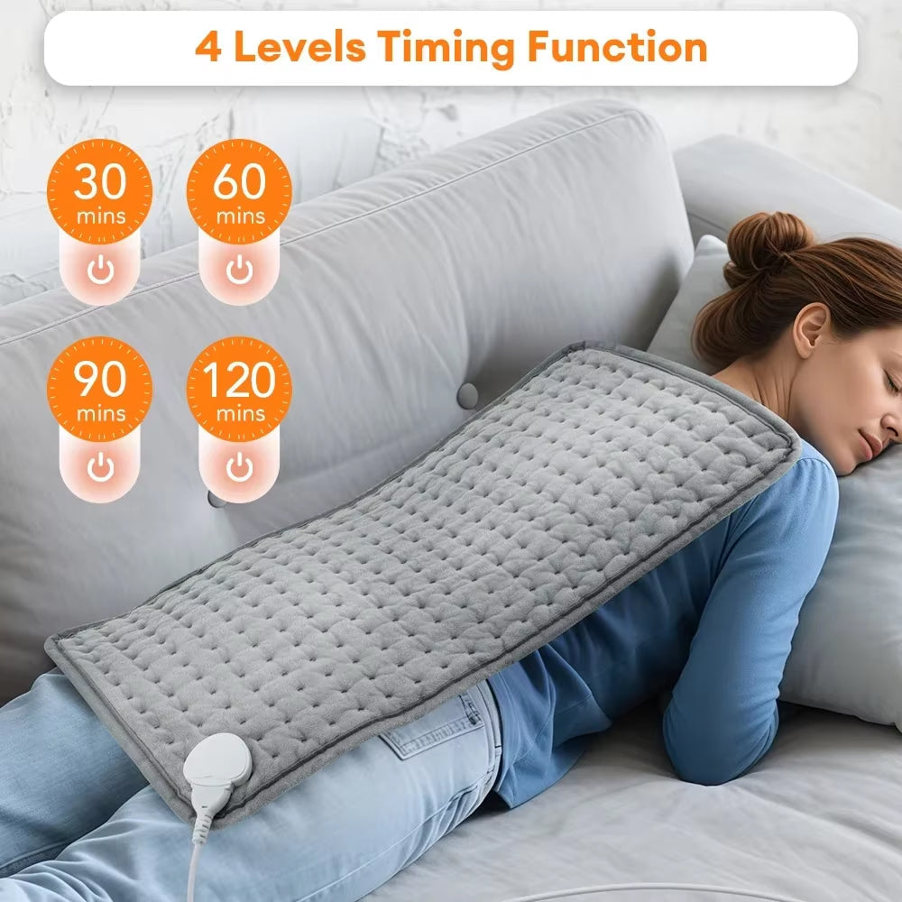 ThermeCim Electric Heating Pad – 60x30cm Crystal Velvet, 9 Temperature Levels & 4-Timer Safety Control