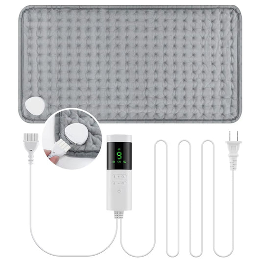 ThermeCim Electric Heating Pad – 60x30cm Crystal Velvet, 9 Temperature Levels & 4-Timer Safety Control