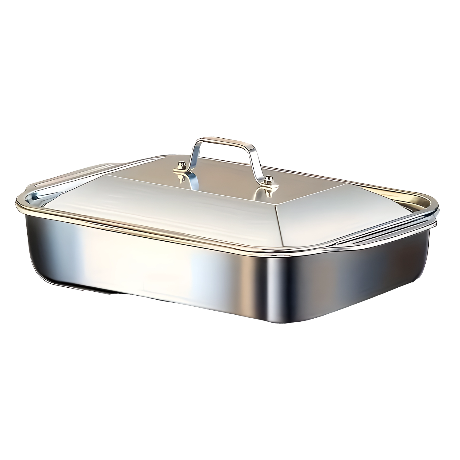 TivLaxi Stainless Steel Roasting Pan – 4.2L Mirror Finish, Tempered Glass Lid & Oven-to-Table Ready