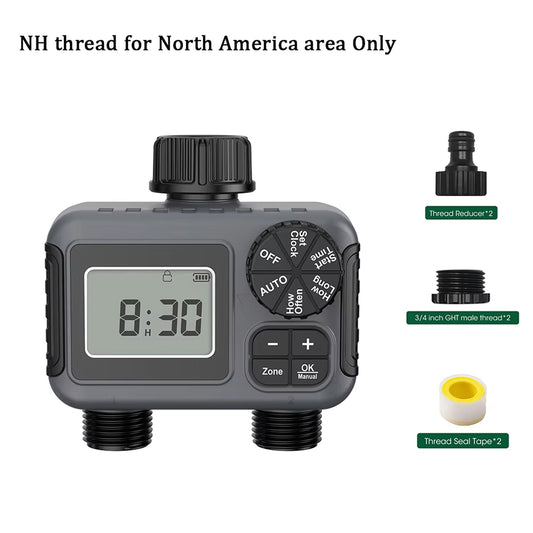 ViGratix Dual-Zone Garden Water Timer 116 PSI Leak-Proof Irrigation Controller with Rain Delay