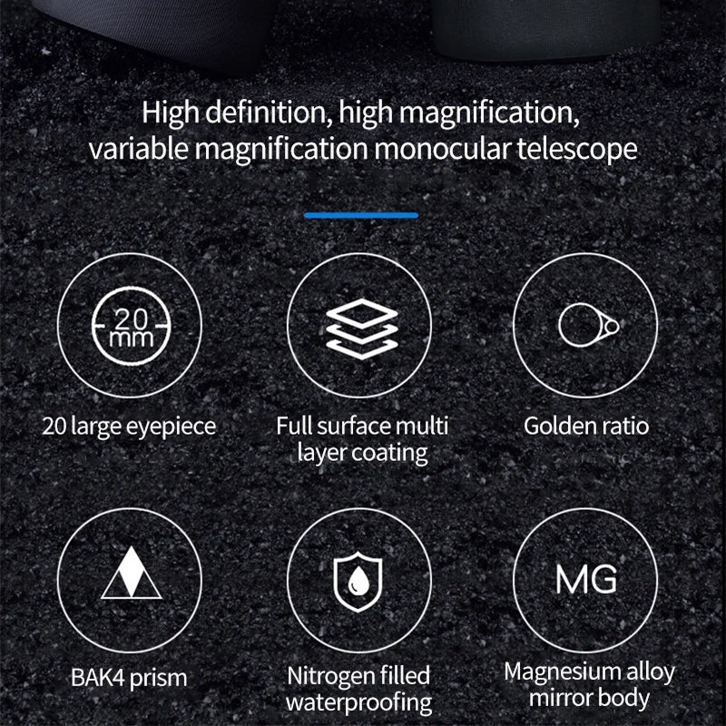 Vistilyn 10-30x50 High Power Zoom Monocular with BAK4 Prism, Nitrogen-Purged Waterproofing and 50mm Objective Lens