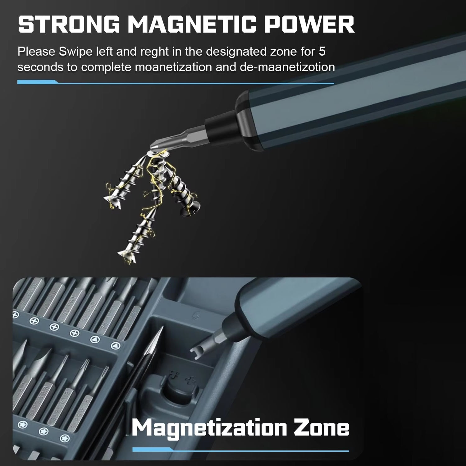 VoltTrixxy 62-in-1 Electric Screwdriver – Precision Magnetic Bits, LED Shadowless Light & USB-C Charging
