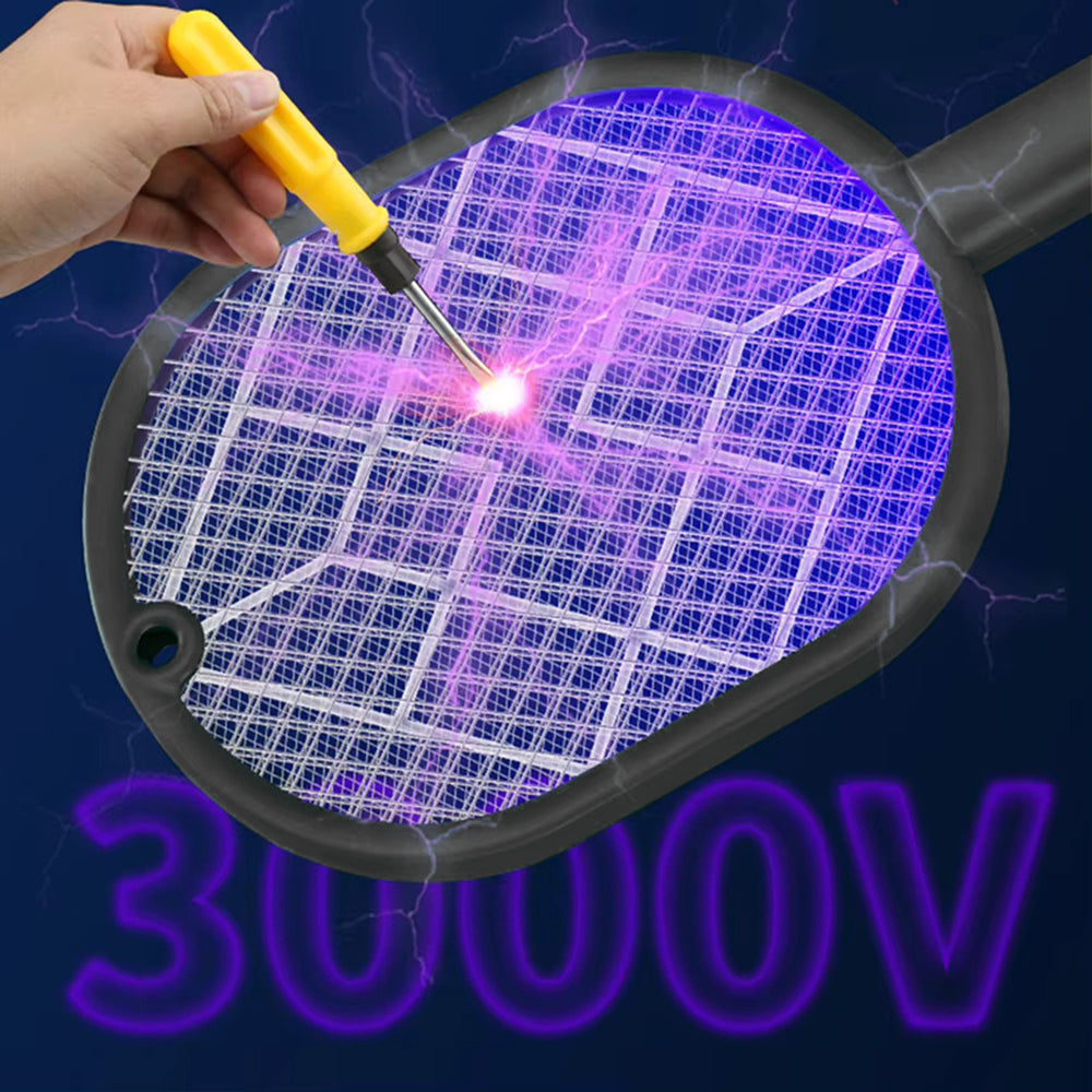 VoltSwatz 3000V Electric Fly Swatter – USB Rechargeable, 3-Layer Safety Mesh & LED Target Light