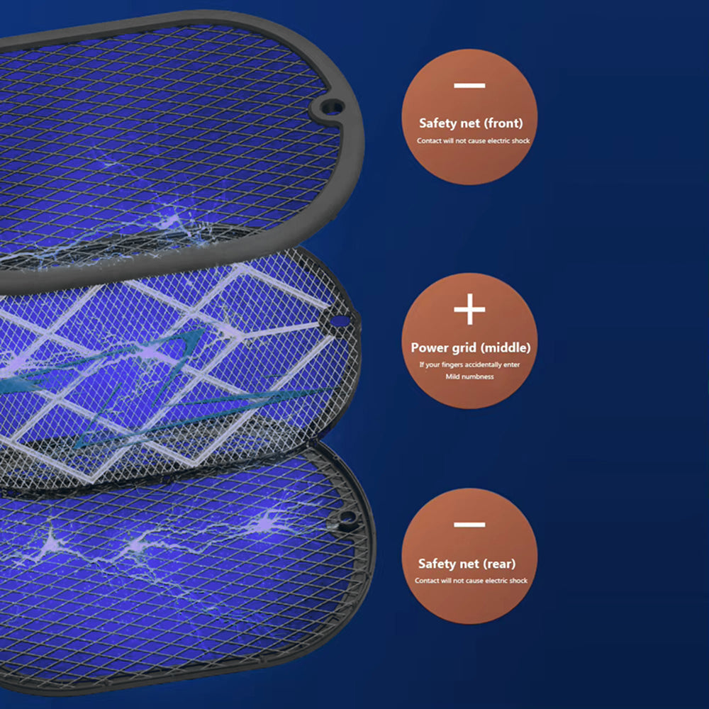 VoltSwatz 3000V Electric Fly Swatter – USB Rechargeable, 3-Layer Safety Mesh & LED Target Light