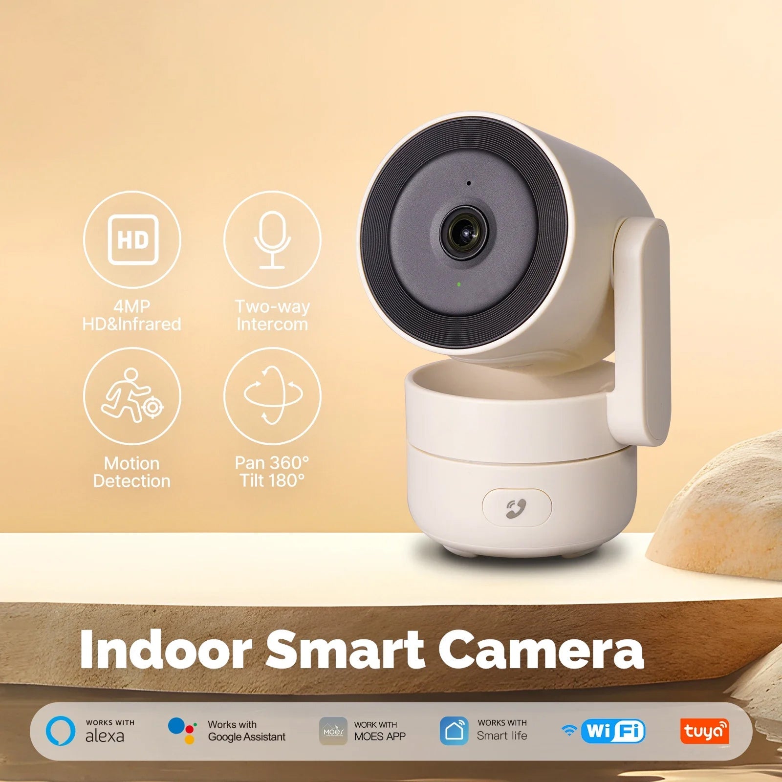 VugitCam 4MP Indoor Security Camera – 360° Pan-Tilt, AI Motion Detection & Alexa/Google Support