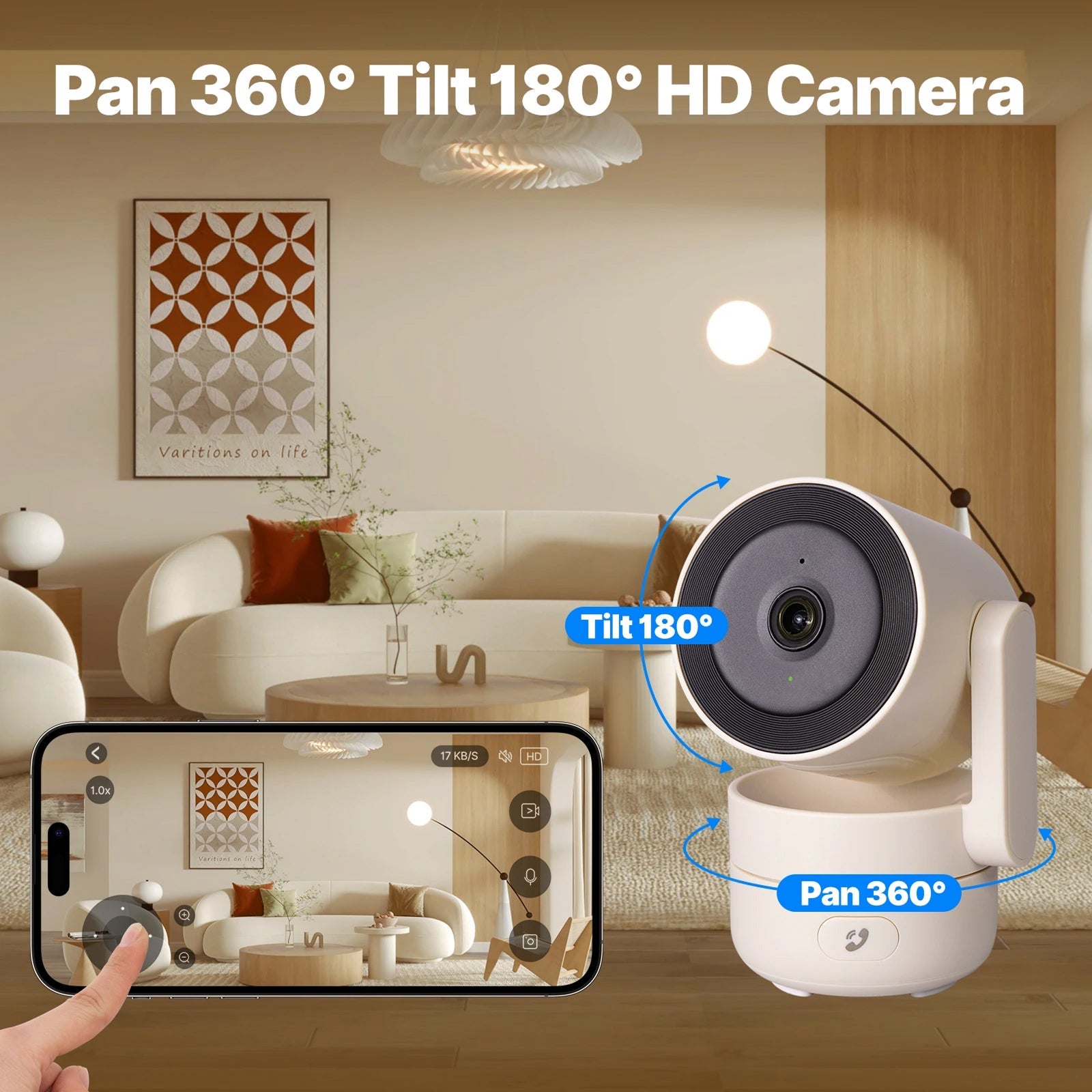 VugitCam 4MP Indoor Security Camera – 360° Pan-Tilt, AI Motion Detection & Alexa/Google Support