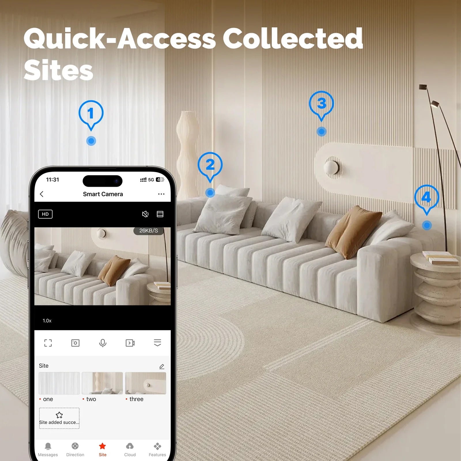 VugitCam 4MP Indoor Security Camera – 360° Pan-Tilt, AI Motion Detection & Alexa/Google Support
