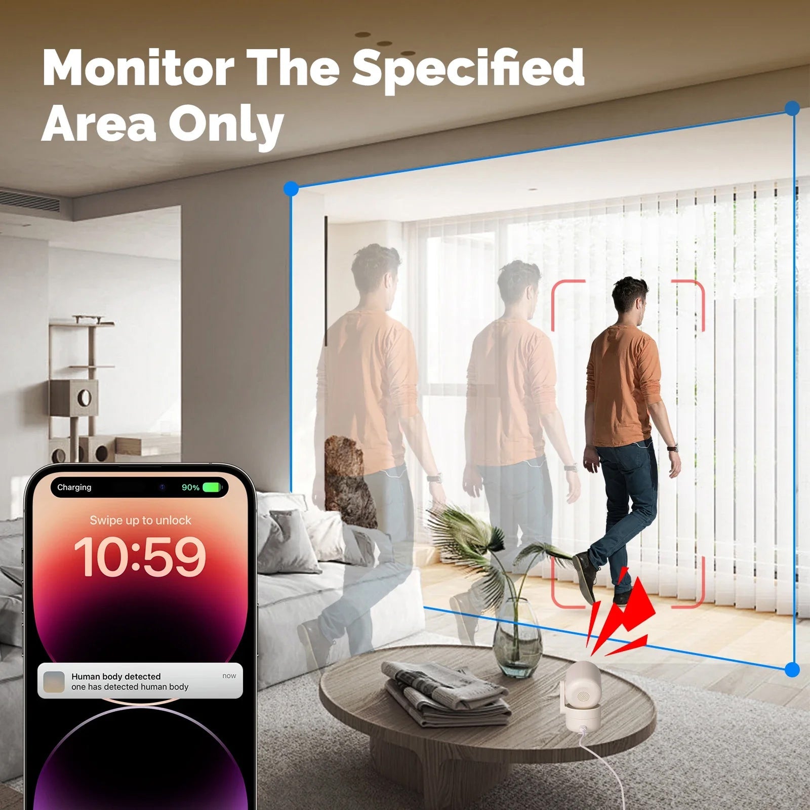 VugitCam 4MP Indoor Security Camera – 360° Pan-Tilt, AI Motion Detection & Alexa/Google Support