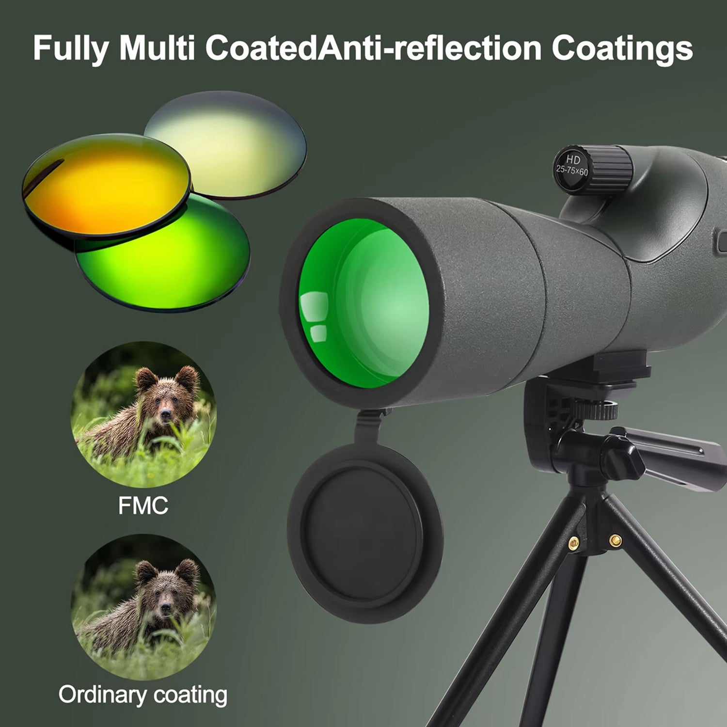 WildXplo Variable 25x To 75x Magnification Power with Waterproof IPX4 Protection