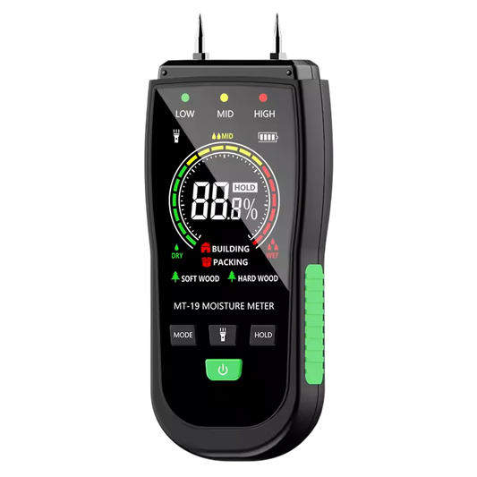 WomiTero Wood Moisture Meter ±0.5% High Precision 4 Material Modes with Backlit LCD and Color-Coded Alerts
