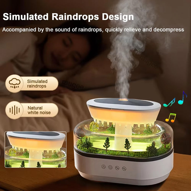 ZeniAuro Rain Cloud Humidifier – Realistic Raindrop Effect, 250ml Tank & 10H Runtime for Deep Sleep