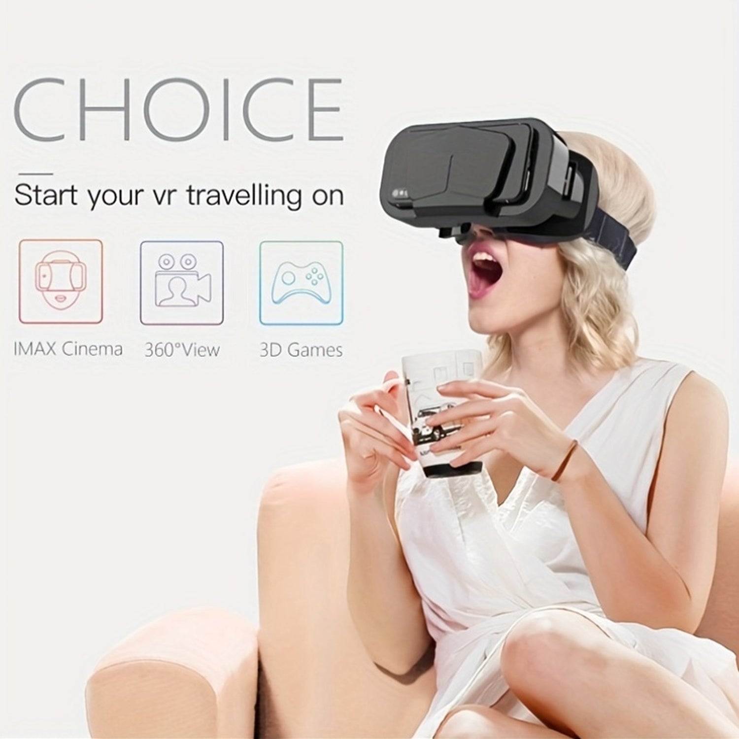 ZetaVeron 3D VR Headset – 120° Wide FOV, HD Anti-Blue Light Lenses & Universal Smartphone Fit