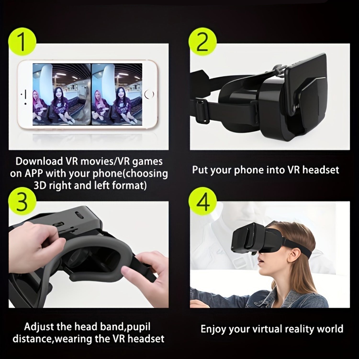 ZetaVeron 3D VR Headset – 120° Wide FOV, HD Anti-Blue Light Lenses & Universal Smartphone Fit
